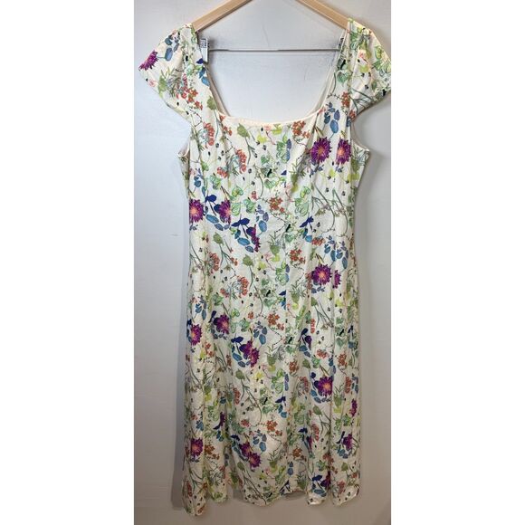 Bagatelle Square Neck Printed Seamed Flare Midi Dress Women’s size XL NWT - Picture 2 of 7